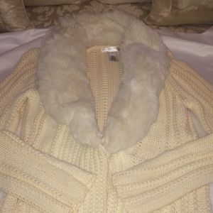White House/Black Market Faux Fur Sweater Cardigan